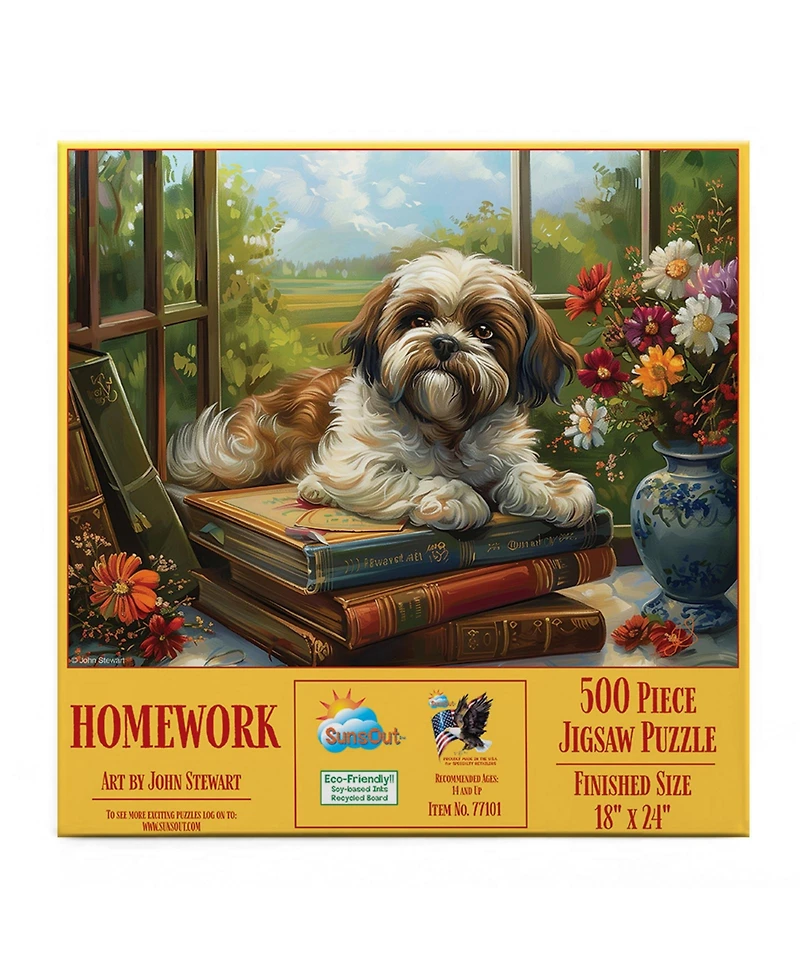 SunsOut Homework Shih Tzu 500 Piece Jigsaw Puzzle For Adults