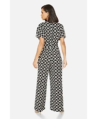 Yumi Women's Geometric Print Wrap Jumpsuit