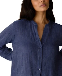 Eileen Fisher Women's Band Collar Cutaway Shirt, Regular, Plus And Petites