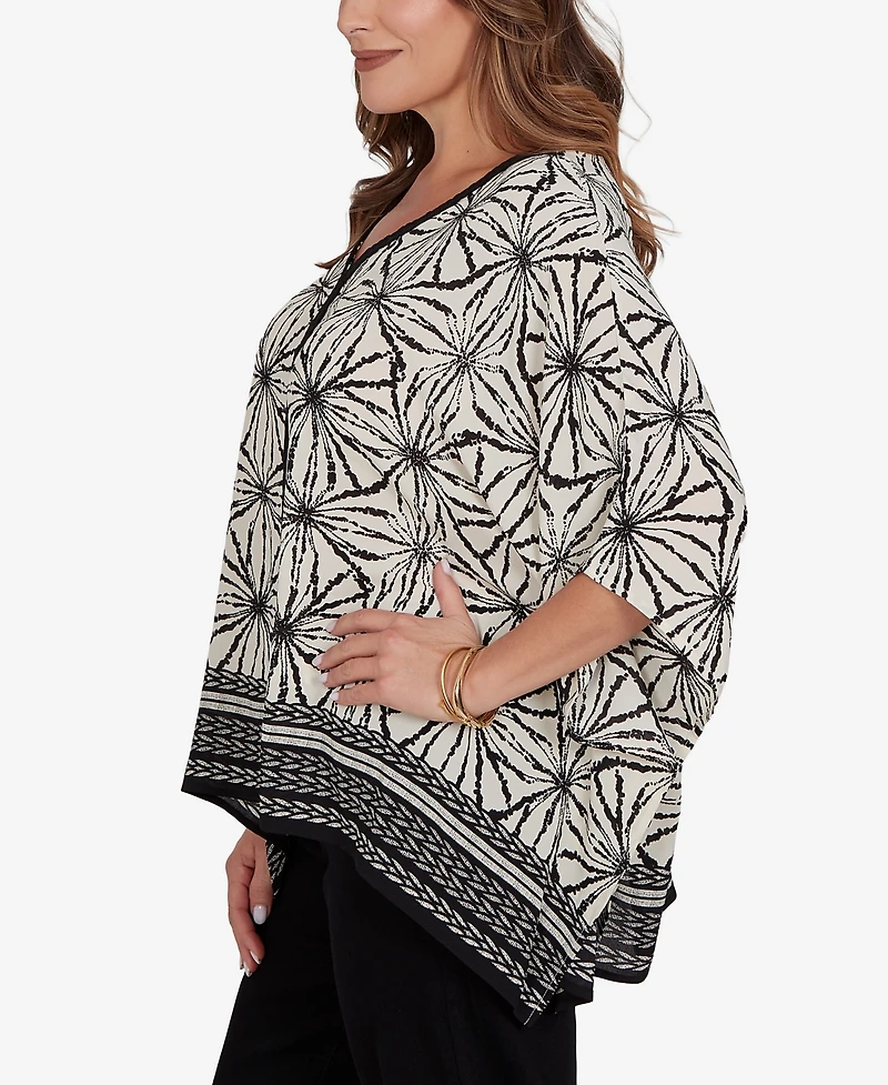 Ruby Rd. Plus Geo Border Print Crepe T-Shirt