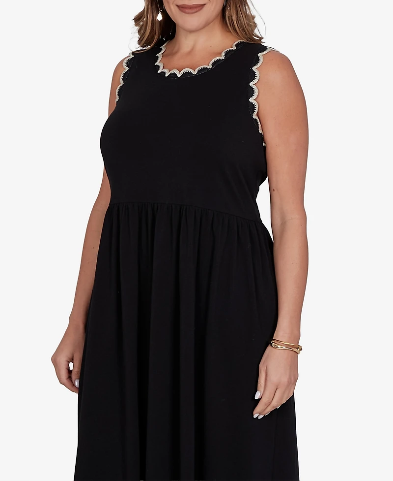 Ruby Rd. Plus Crochet Trim Stretch Knit Midi Dress