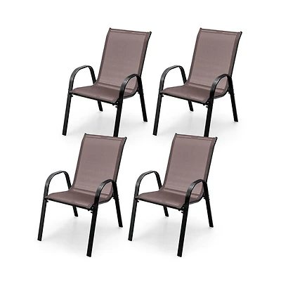 Boyel Living 4 Pieces Stackable Patio Dining Chairs Set with Armrest