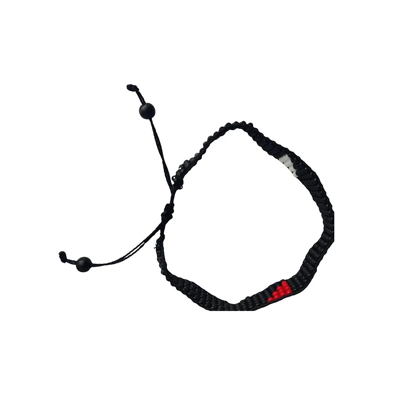 Silent Strength Beaded Bracelet – Black with Red & White Triangles
