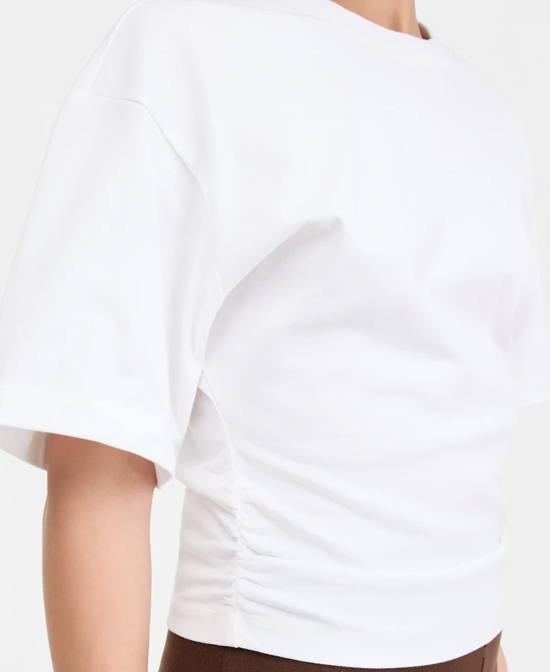 Bar Iii Women's Cotton Elbow-Sleeve Sculpted T-Shirt, Macy's Exclusive
