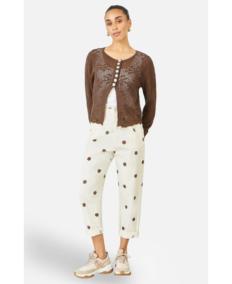 Yumi Women's Spot Print Cotton Canvas Chinos
