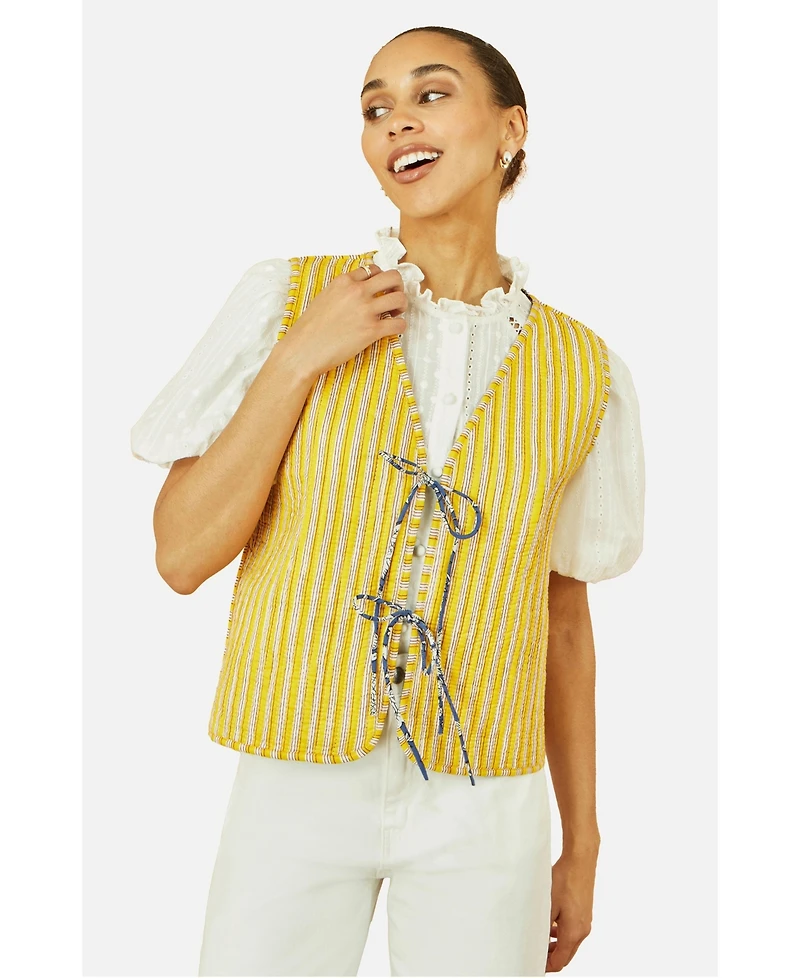 Yumi Women's Floral Reversible Quilted Vest Jacket