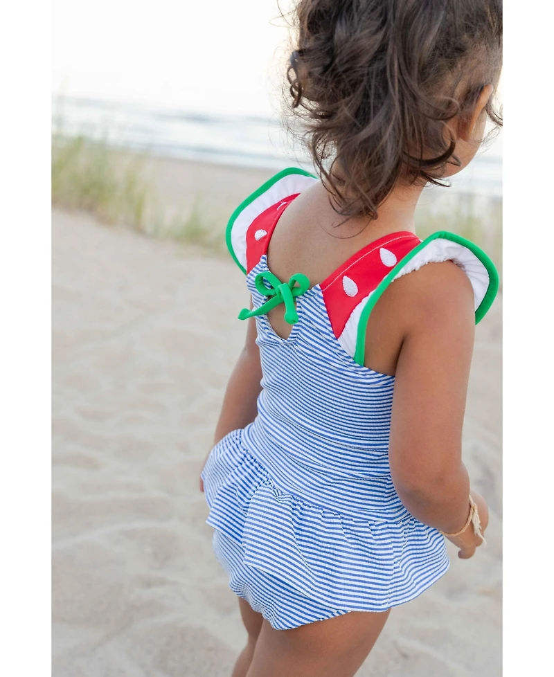 Florence Eiseman Little Girls Seersucker Swimsuit with Watermelon