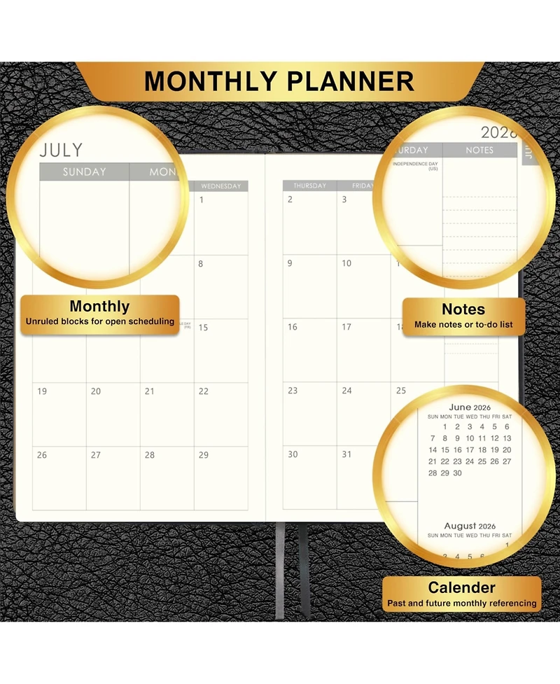 Gnuadz Planner 2026-2027 Weekly Monthly Leather Agenda