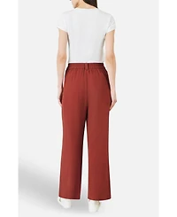 Yumi Women's Linen Mix Mid Rise Trousers