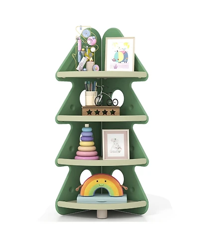 Gymax 4-Tier Tree Bookshelf w/Star Stickers for Kids Room Playroom Daycare and Nursery