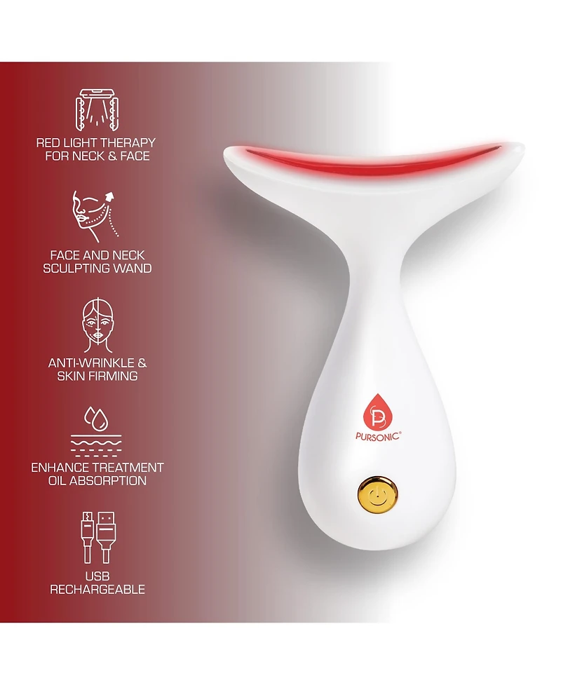 Pursonic 7-in-1 Led Light Therapy Face and Neck Device + Sculpting Wand Gua Sha