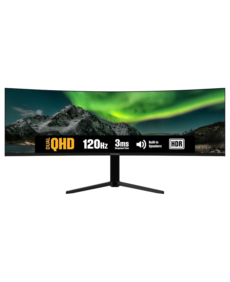 Westinghouse 49" Super Ultrawide Curved Gaming Monitor, 120Hz, Qhd 5120x1440, Amd FreeSync, 2xDP & 2xHDMI