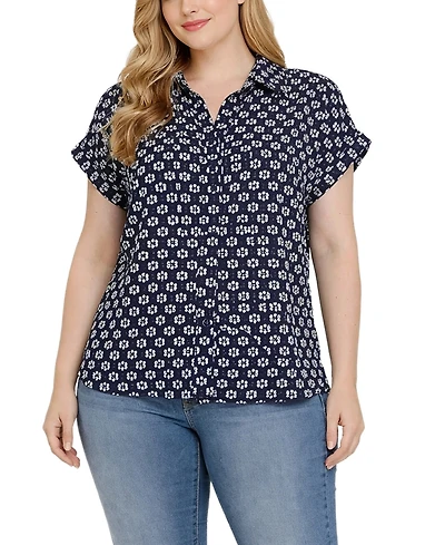 Ny Collection Plus Size Short Sleeve Lace Blouse
