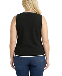 Ny Collection Plus Sleeveless Contrast-Edged Vest