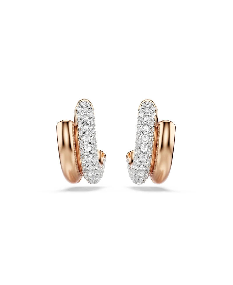 Swarovski Rose Gold-Tone Plated Gleaming Tubular Huggie Earrings