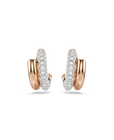 Swarovski Rose Gold-Tone Plated Gleaming Tubular Huggie Earrings