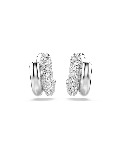 Swarovski Rhodium-Plated Gleaming Tubular Huggie Earrings