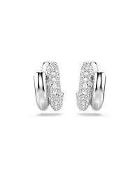 Swarovski Rhodium-Plated Gleaming Tubular Huggie Earrings