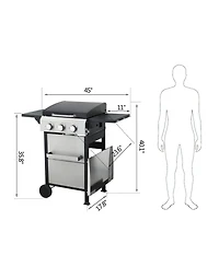 Asagikoiai 3-Burner Propane Gas Grill with Foldable Side Tables and Ss Plancha