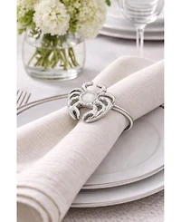 Dainty Home Crab Napkin Rings Set of 4, Silver Metal Table Decor