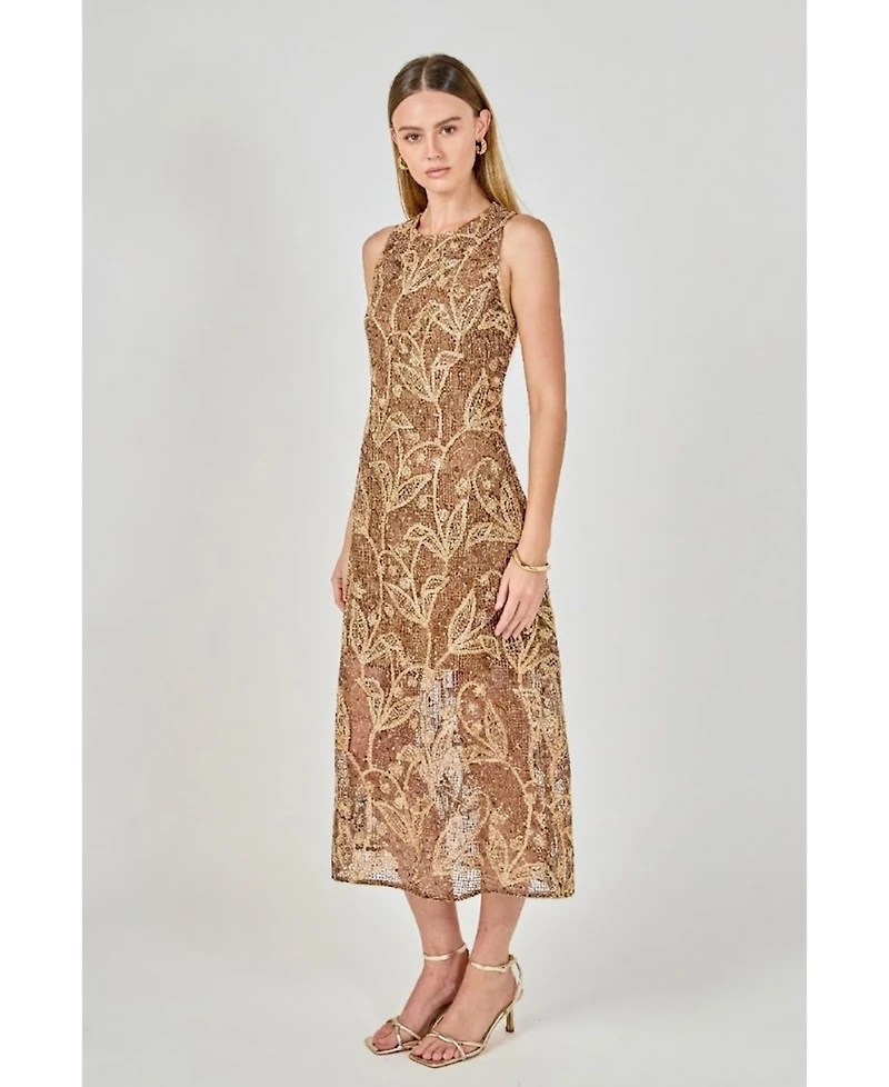 endless rose Women's Textured Sleeveless Maxi Dress