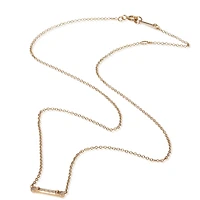Pre-Owned Tiffany & Co Rose Gold Diamond Fluer De Lis Bar Necklace