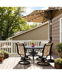 gaomon 9FT Half Patio Umbrella with Smooth Crank Lift, Shade Canopy for Patio, Backyard, Garden with Led Lights (No Base)