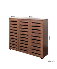 Rainsken 5-Tier Wooden Shoe Cabinet, Shoe Rack Organizer with 3 Louvered Door and Adjustable Shelves for Entryway, Hallway and Living Room