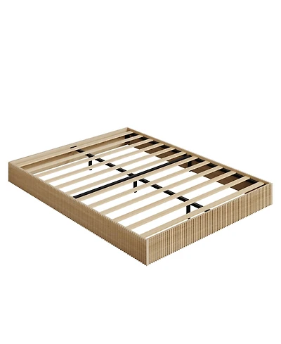 homfan Wood Platform Bed Frame with Fluted Design, Low Profile Bed, Quiet Slat Support