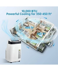 Xo 10,000 Btu Portable Ac, Cooling, Dehumidifier and Fan for Rooms up to 450 Sq. Ft., Quiet Sleep Setting