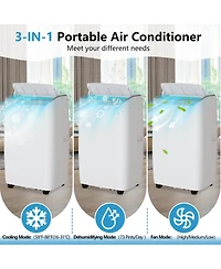 Xo 14,000 Btu Portable Ac, Led Touch Panel and Remote Control, Quiet 3-in-1 Cooling, Dehumidifier and Fan, 750 Sq. Ft