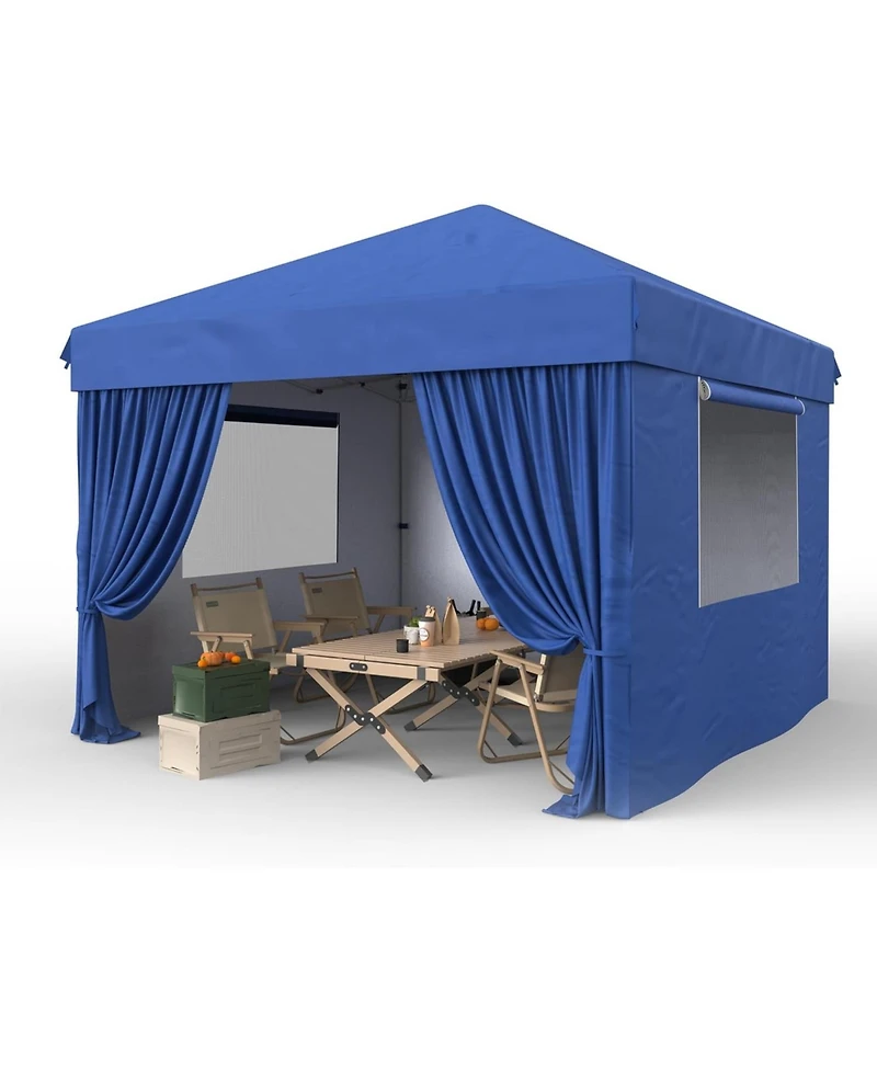Xo 10x10 Ft Pop Up Canopy Tent with 4 Sidewalls, Waterproof Outdoor Canopy with Wheeled Carry Bag
