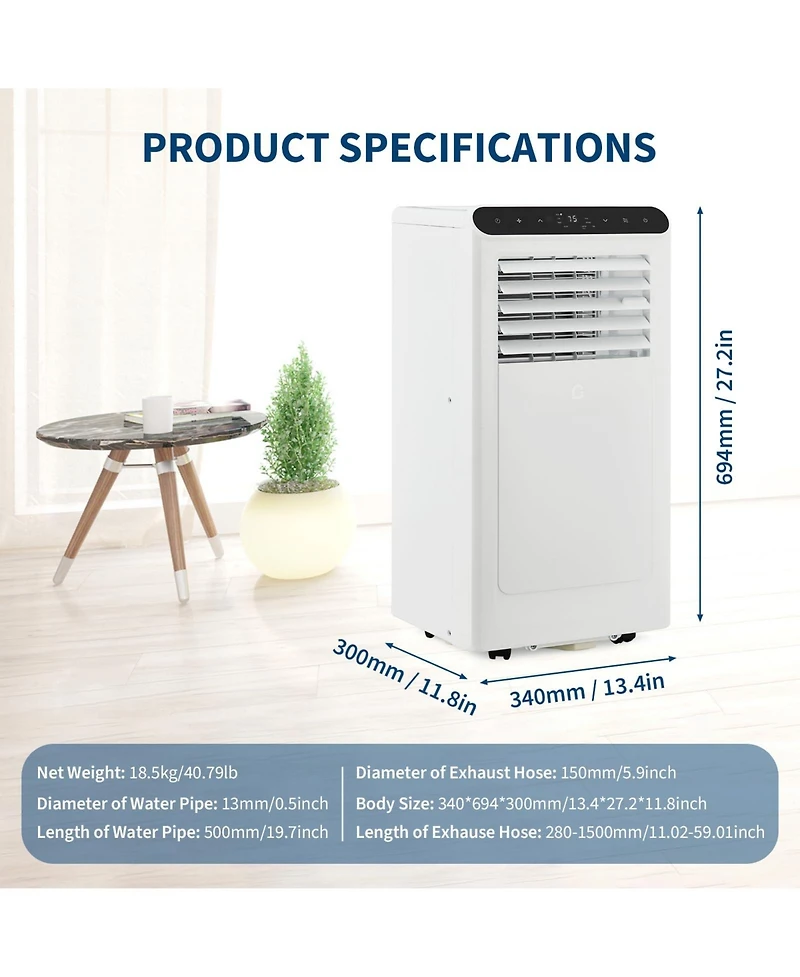 Xo 8,000 Btu Portable 4-in-1 Ac with Remote, Led Display