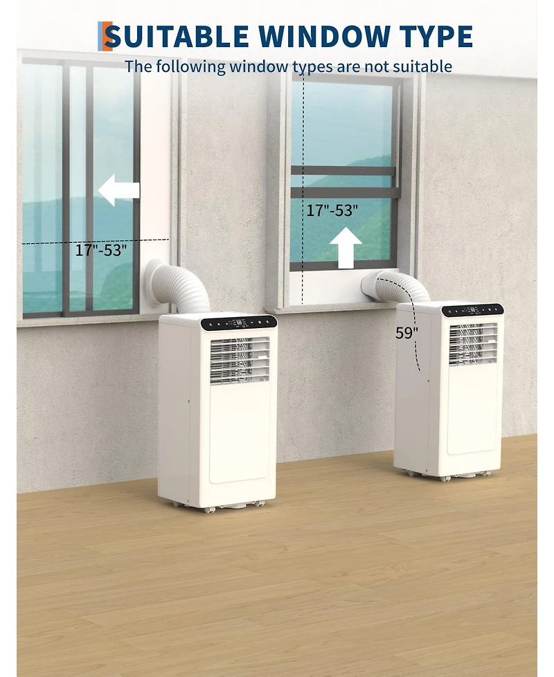 Xo 10,000 Btu Portable 3-in-1 Ac with Heat Mode, Remote, Led Display, Smart/Sleep Mode and Window Kit for Up to 450 Sq. Ft