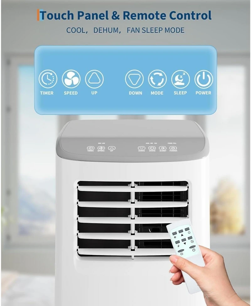 Xo 3-in-1 Portable Ac, 8,000 Btu Cooling, Dehumidifier and Fan for Rooms up to 350 Sq. Ft., Remote, Sleep Mode, 24H Timer