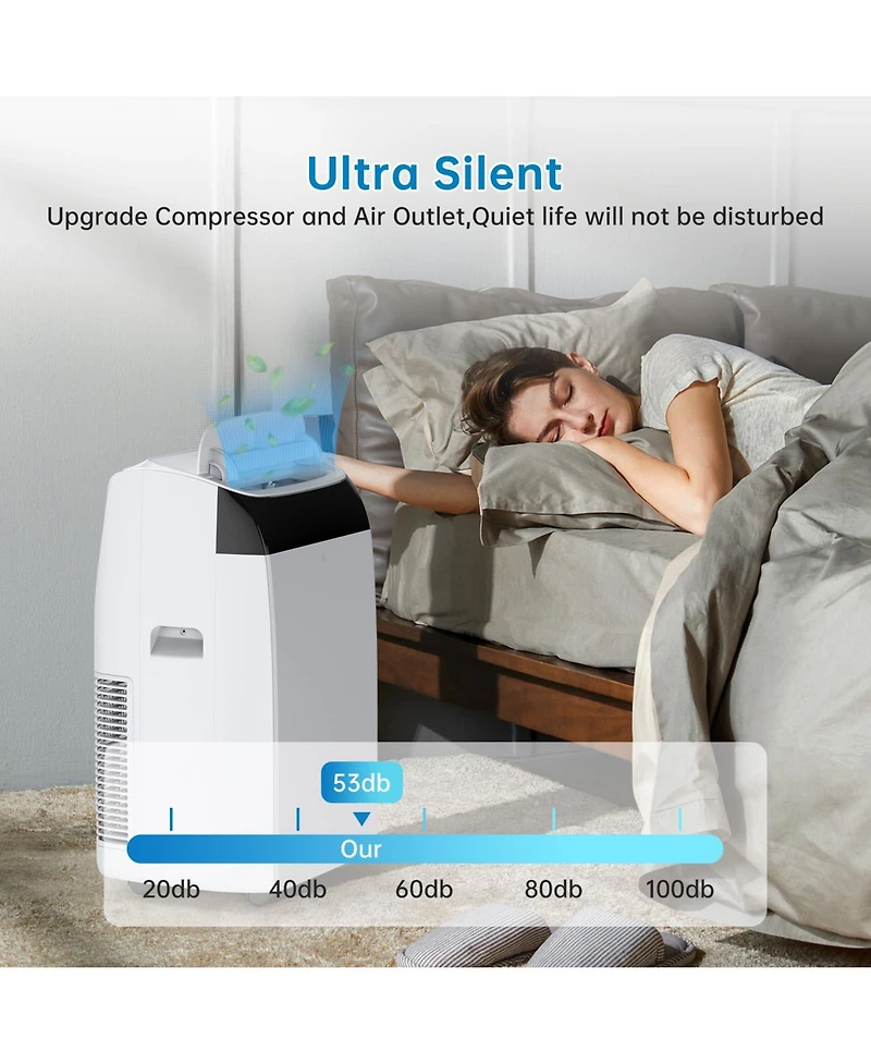 Xo 12,000 Btu Portable Ac for Up to 550 Sq. Ft. with Cooling, Fan and Dehumidifying, Remote, Backlit Led Panel, 24H Timer