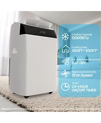 Xo 12,000 Btu Portable Ac for Rooms up to 550 Sq. Ft. with Cooling, Drying and Fan, Eco, Sleep, Led Display, Remote