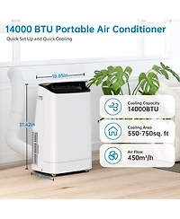 Xo 14,000 Btu Portable Air Conditioner, 3-in-1 Cooling, Fan and Dehumidifier, Smart Sleep Mode, Remote, Window Kit