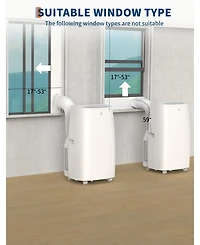 Xo 14,000 Btu Portable Ac, 3-in-1 Cooling, Fan and Dehumidifier, Sleep Mode, Led Display, Remote, Handles and Wheels