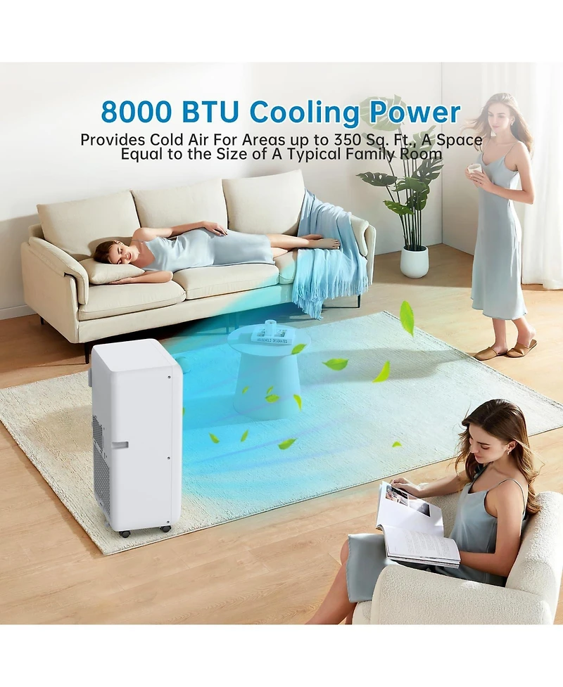 Xo Portable 8000 Btu Air Conditioner with Remote, Energy Efficient and Quiet Operation for Rooms Up to 350 Sq.Ft, 24H Timer