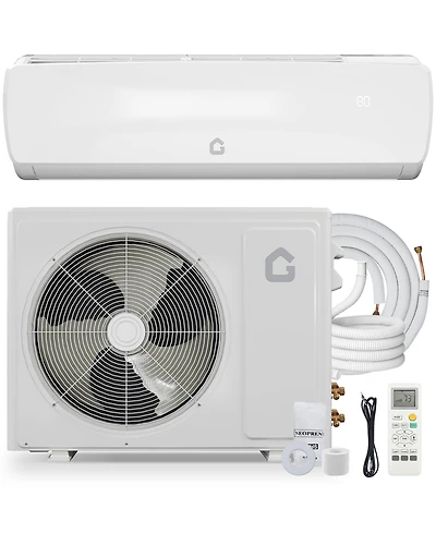 Xo 9000 Btu Mini Split Ac and Heat Pump, 19 SEER2 Ductless Inverter System, Cools and Heats 450 Sq. Ft, Complete Kit, Quiet Operation