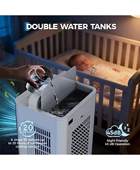Xo 10L Evaporative Air Cooler, 3 Wind Speeds, 12H Timer, Remote Control, Portable Cooling Fan for Large Rooms, 120V