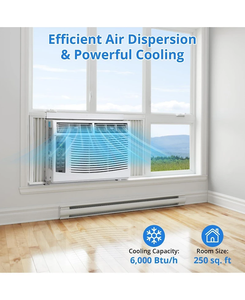 Xo 6000 Btu Window Ac Unit, 3-in-1 Air Conditioner, Sleep and Eco Mode, Timer, 115V