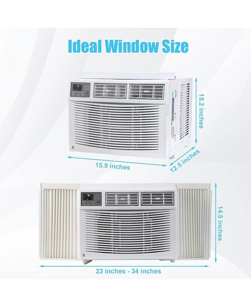 Xo 12000 Btu Window Ac Unit, Remote Control Air Conditioner, 3 Speeds, Quiet, Easy Install