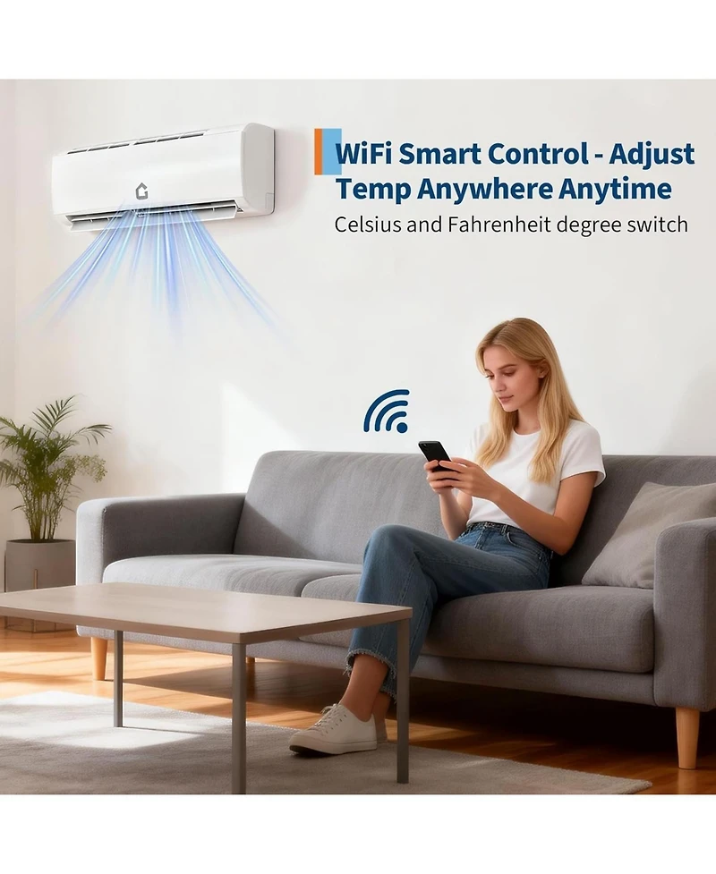 Xo 35000 Btu 3-Zone Mini Split Ac and Heat Pump, 9k+18k+18k, 19 SEER2, WiFi Alexa, Pre-Charged, 230V