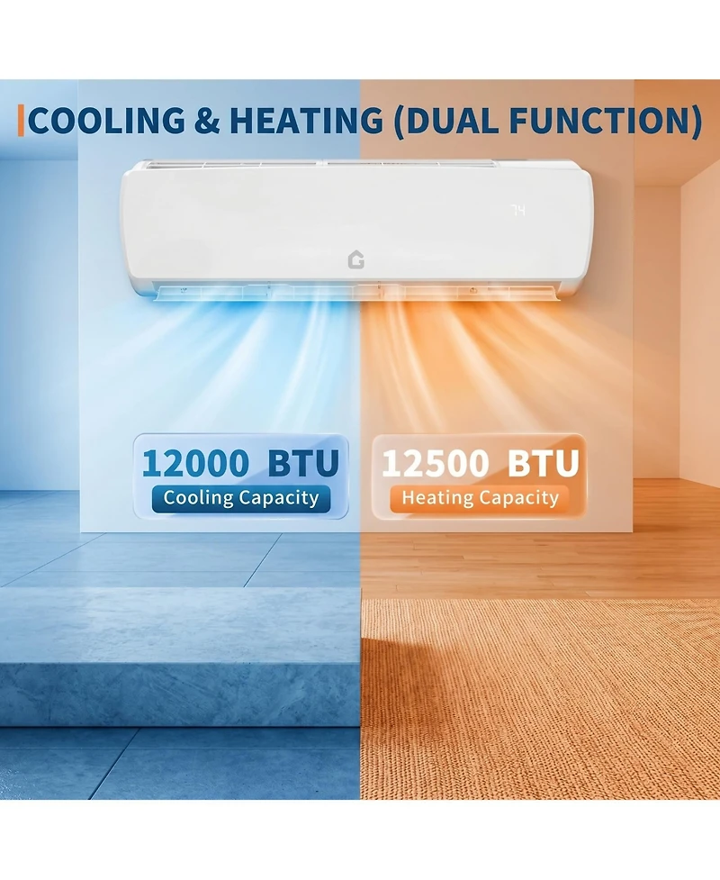 Xo 19 Seer 12000 Btu Mini-Split Air Conditioner, Cool Up to 750 Sq. Ft, 115V