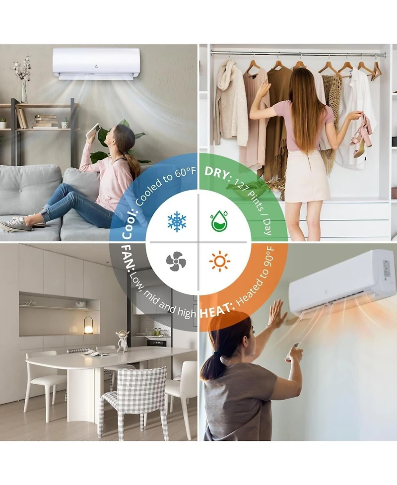 Xo 12000 Btu 21 SEER2 Wall-Mounted Mini Split Air Conditioner, with Heat Pump and Installation Kits, 115V