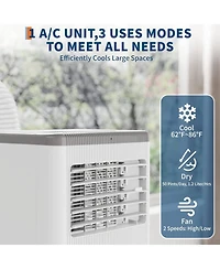 Xo 8000 Btu 3-in-1 Portable Air Conditioner with Cooling, Fan and Dehumidifier Functions Cools Up to 350 Sq. Ft.