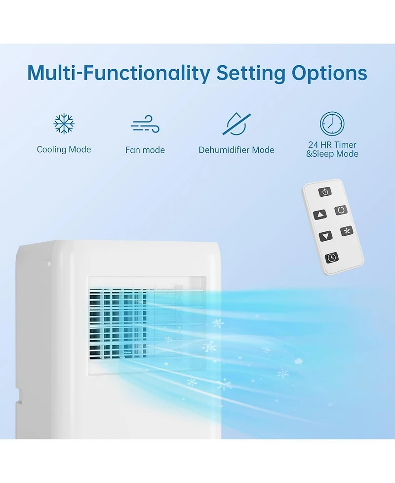 Xo 10,000 Btu Portable Air Conditioner with Remote Control, Quiet Operation, for Rooms up to 450 sq.ft.