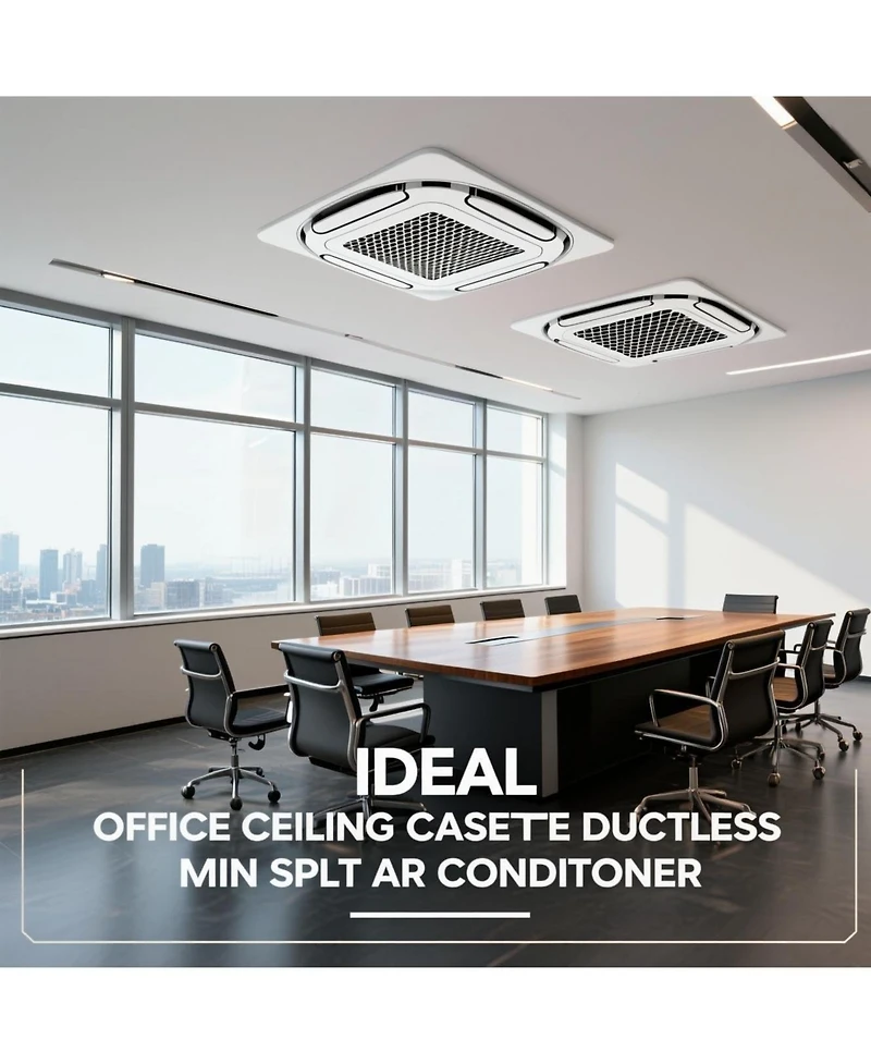 Xo 9000 Btu Ceiling Cassette Mini Split Ac and Heat Pump, 23 SEER2, 230V, WiFi, 360degree(s) Airflow, 25FT Install Kit
